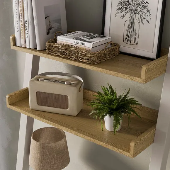 Ladder Desk with Storage - Stone, Wood Effect