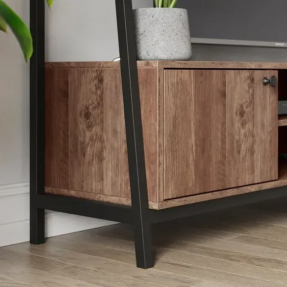 Ladder Shelf TV Unit for 60" TVs - Pine Effect