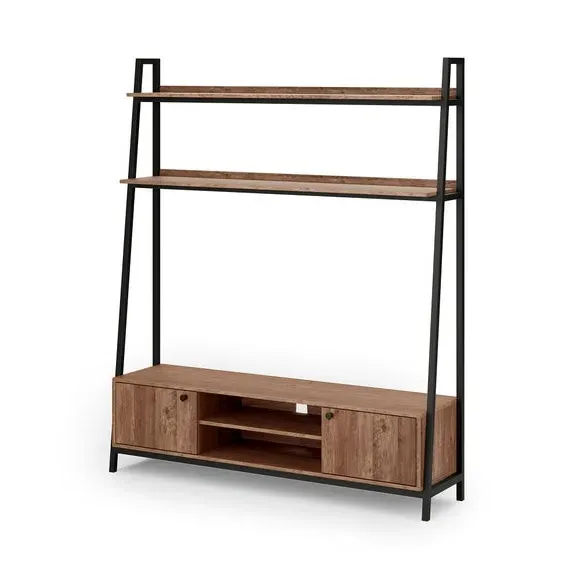 Ladder Shelf TV Unit for 60" TVs - Pine Effect