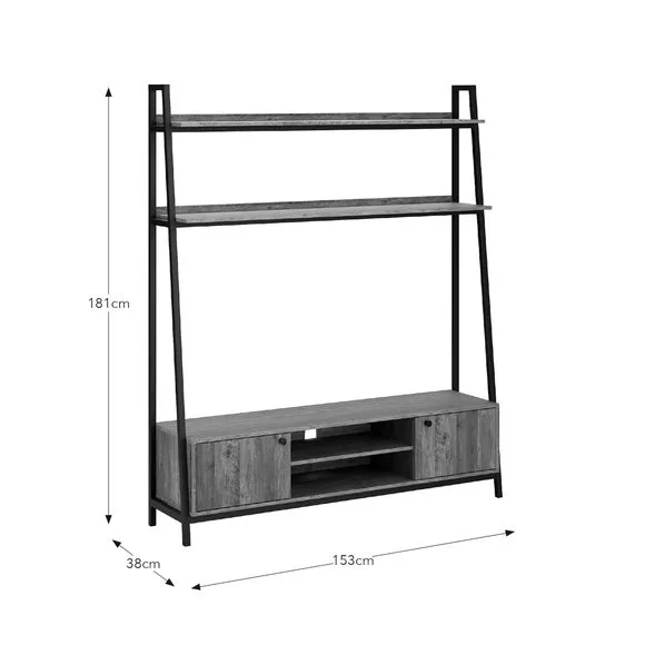 Ladder Shelf TV Unit for 60" TVs - Pine Effect