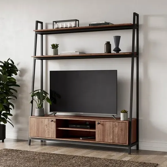Ladder Shelf TV Unit for 60" TVs - Pine Effect image