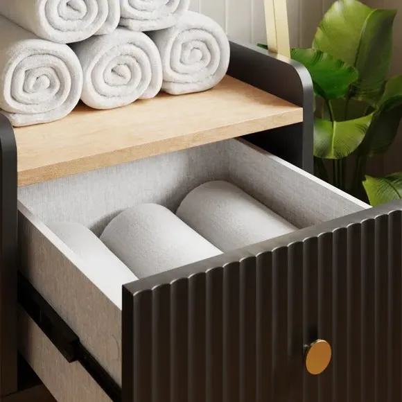 Ladder Shelf with Gold Accents - Black