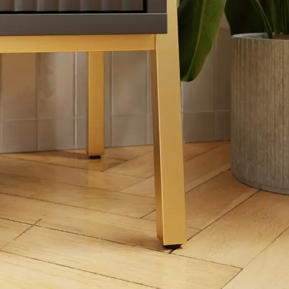 Ladder Shelf with Gold Accents - Black