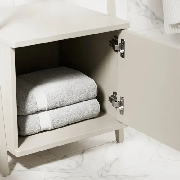 Ladder Shelf with Soft Close Doors - Stone