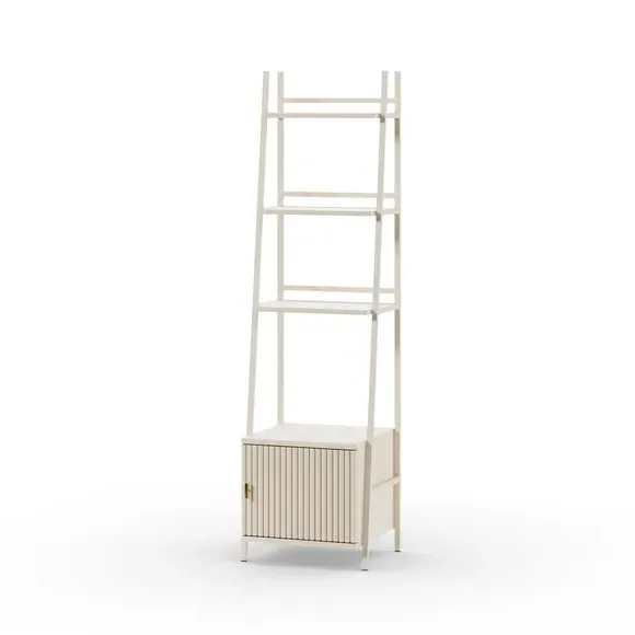 Ladder Shelf with Soft Close Doors - Stone