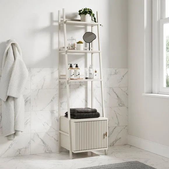 Ladder Shelf with Soft Close Doors - Stone