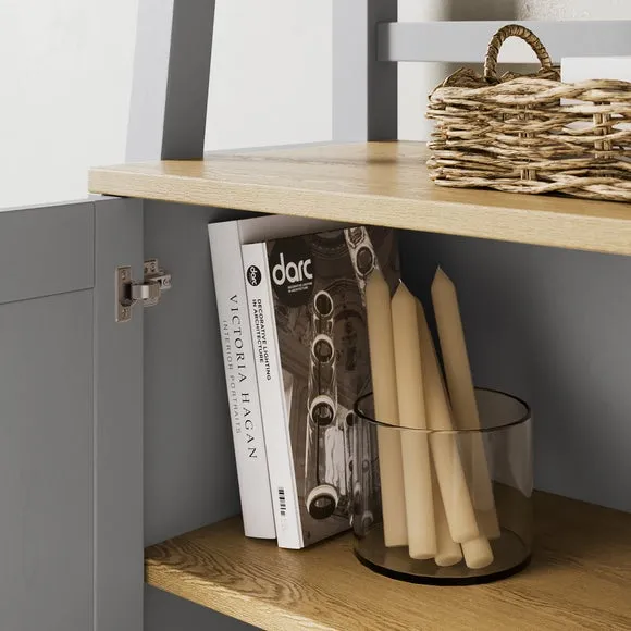 Ladder Storage Shelf with Doors - Grey