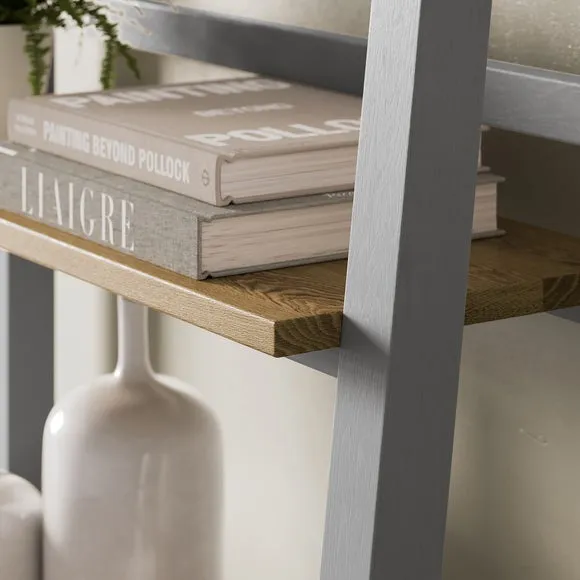 Ladder Storage Shelf with Doors - Grey