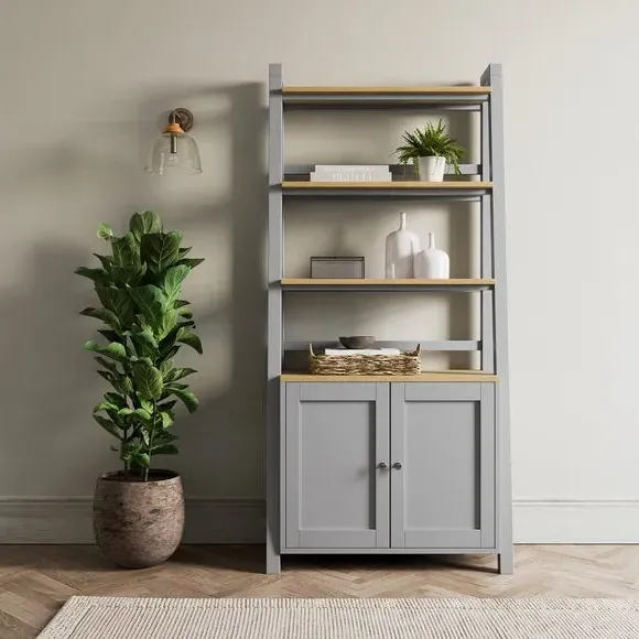 Ladder Storage Shelf with Doors - Grey image