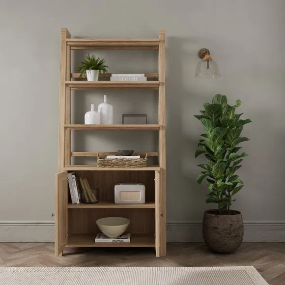 Ladder Storage Shelf with Doors - Oak