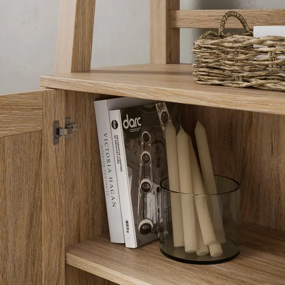 Ladder Storage Shelf with Doors - Oak