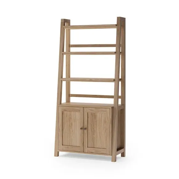 Ladder Storage Shelf with Doors - Oak