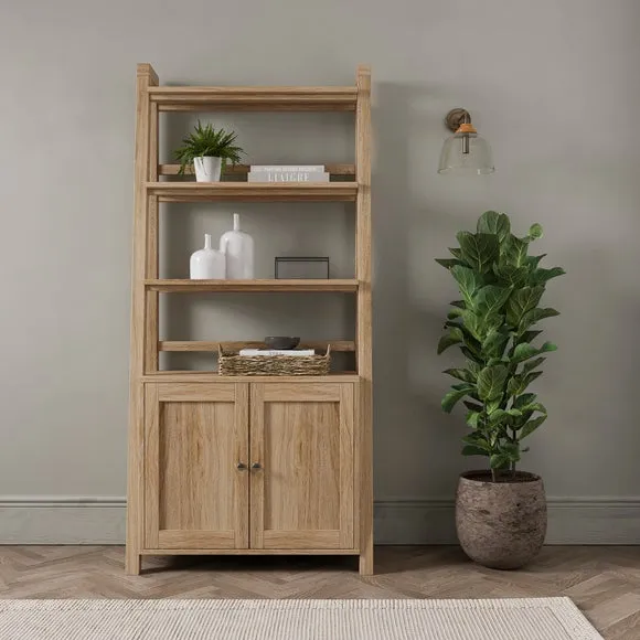 Ladder Storage Shelf with Doors - Oak