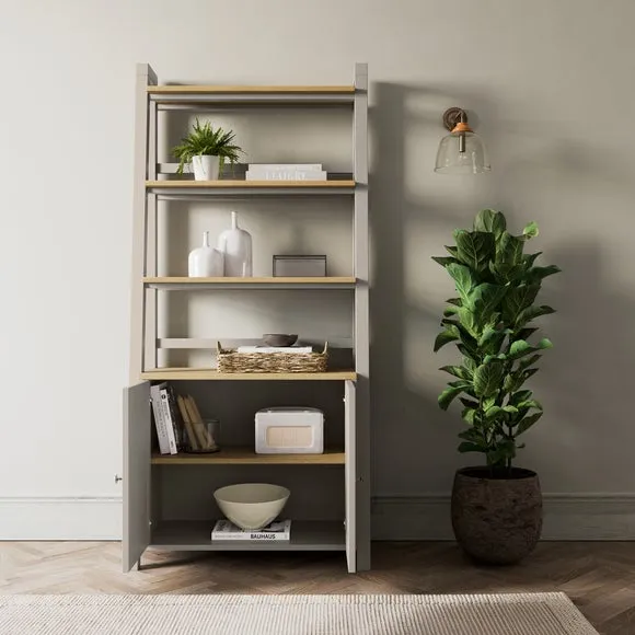 Ladder Storage Shelf with Doors - Stone