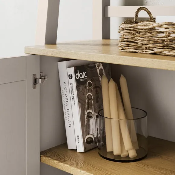 Ladder Storage Shelf with Doors - Stone
