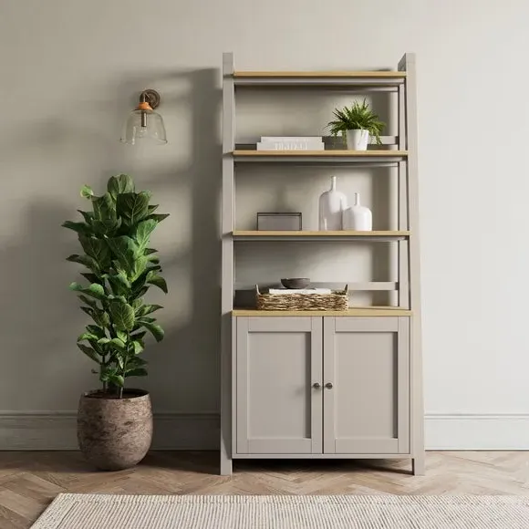 Ladder Storage Shelf with Doors - Stone