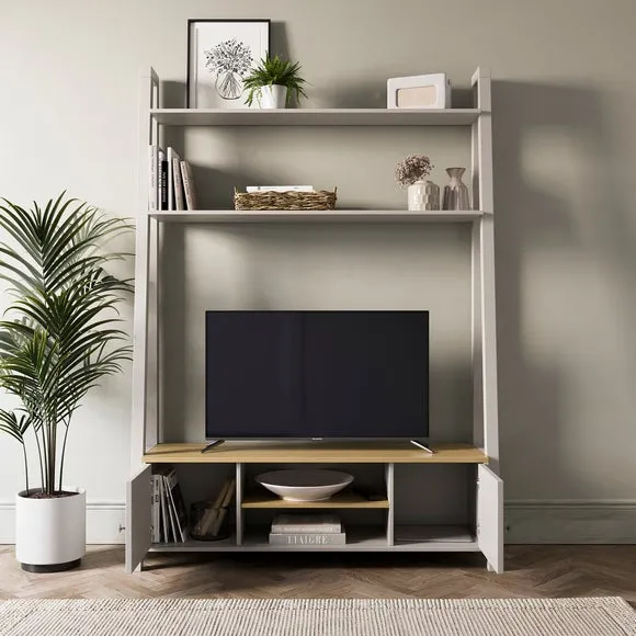 Ladder TV Unit for TVs up to 60" - Stone, Wood