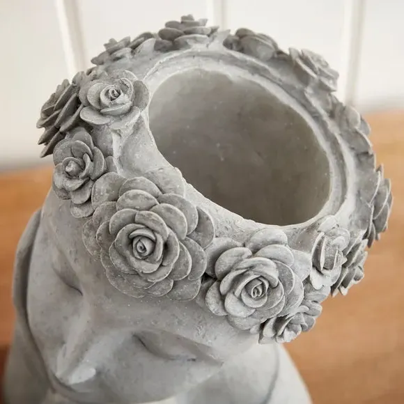Lady Plant Pot - Grey, Resin