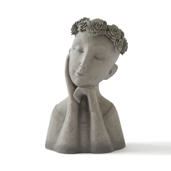 Lady Plant Pot - Grey, Resin
