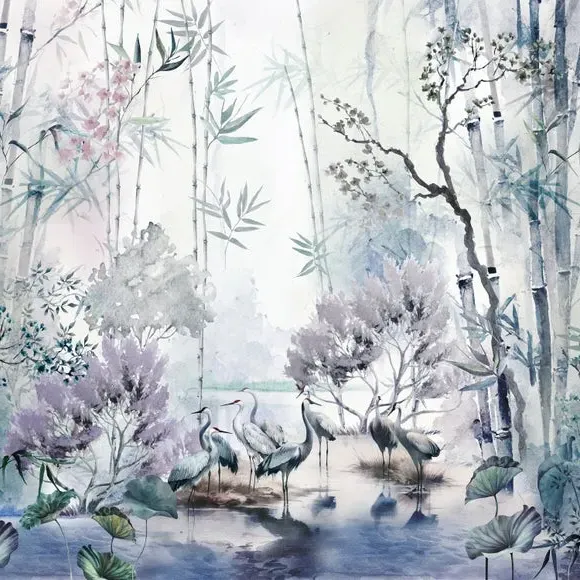 Lagoon Wall Mural - Purple, Non-Woven Paper