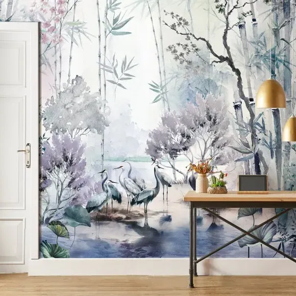 Lagoon Wall Mural - Purple, Non-Woven Paper