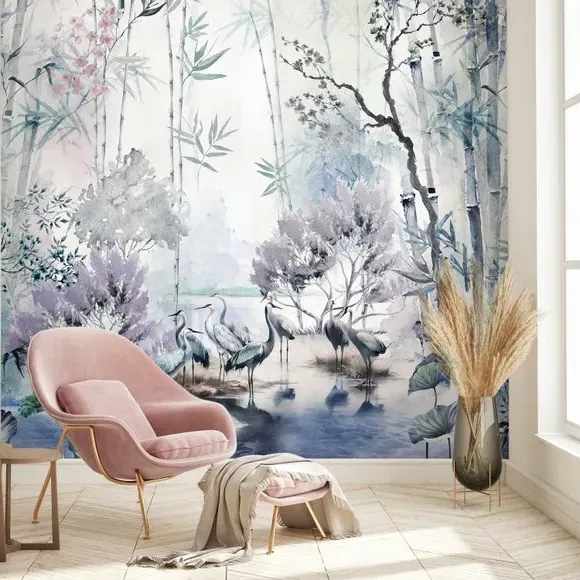 Lagoon Wall Mural - Purple, Non-Woven Paper image