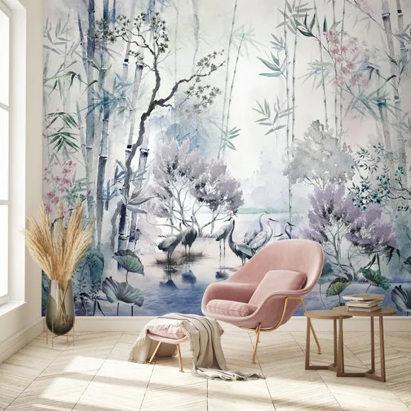 Lagoon Wall Mural - Purple, Non-Woven Paper