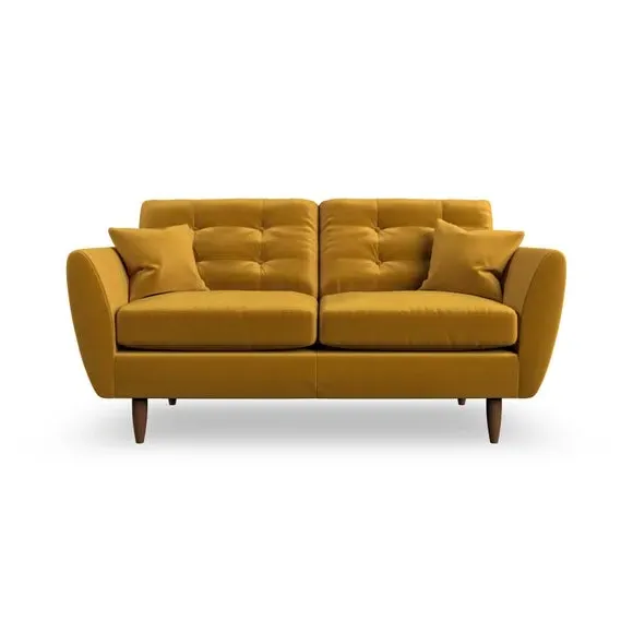 Large 2-Seater Sofa with Scatter Cushions - Gold