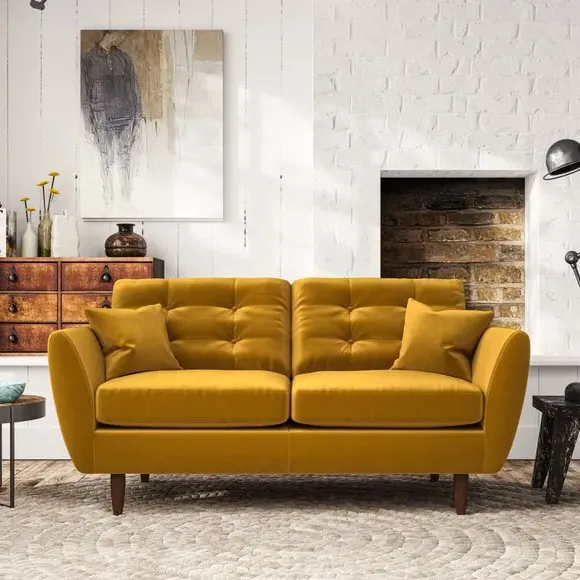 Large 2-Seater Sofa with Scatter Cushions - Gold