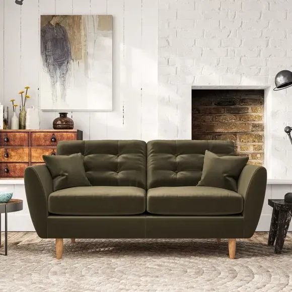 Large 2-Seater Sofa with Scatter Cushions - Green