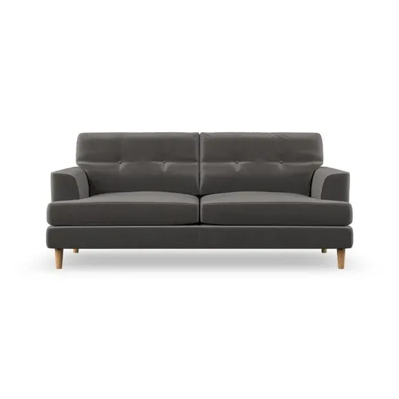 Large 3-Seater Sofa with Button Detail - Charcoal