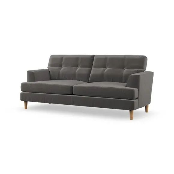 Large 3-Seater Sofa with Button Detail - Charcoal