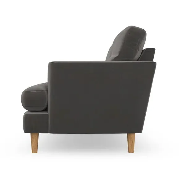 Large 3-Seater Sofa with Button Detail - Charcoal