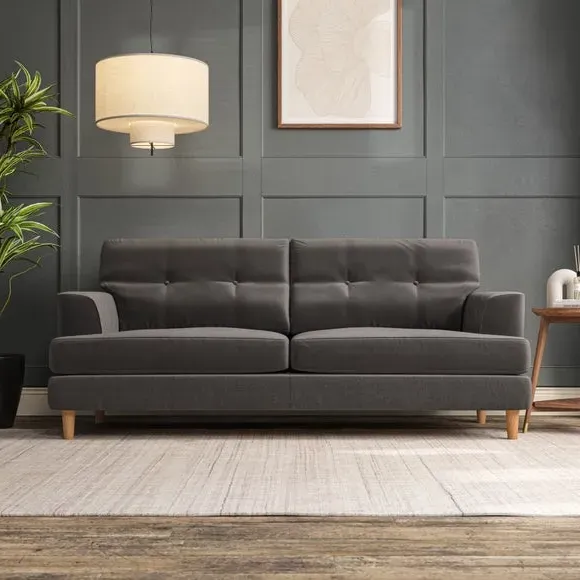 Large 3-Seater Sofa with Button Detail - Charcoal image