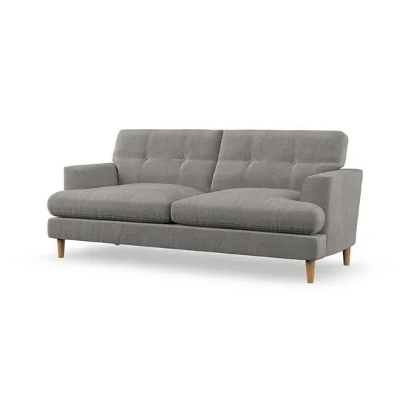 Large 3-Seater Sofa with Button Detail - Grey