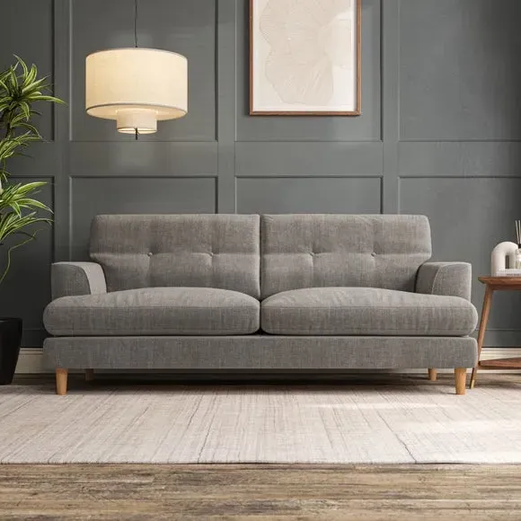 Large 3-Seater Sofa with Button Detail - Grey