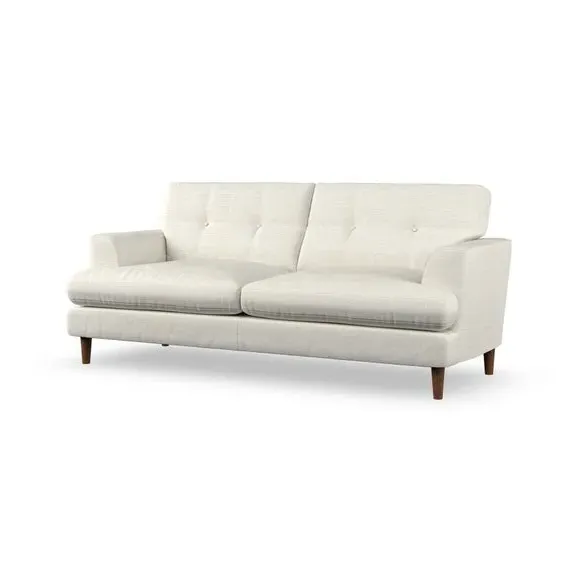 Large 3-Seater Sofa with Button Detail - Ivory