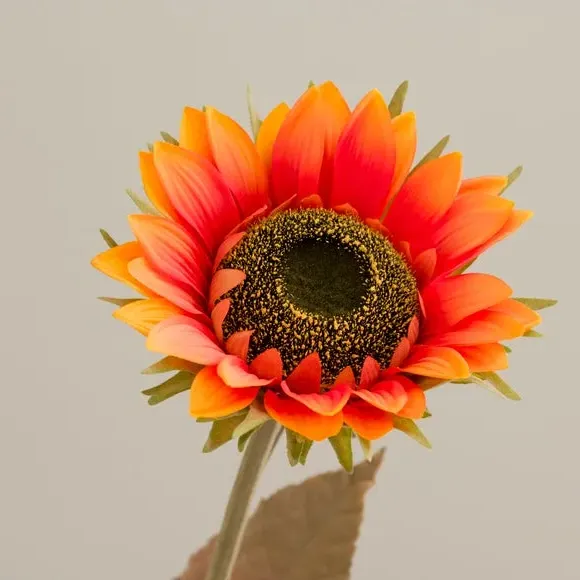 Large Artificial Sunflower Stem - Orange