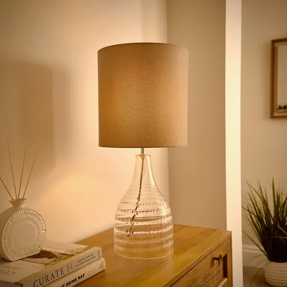 Large Bottle Table Lamp - Clear, Recycled Glass