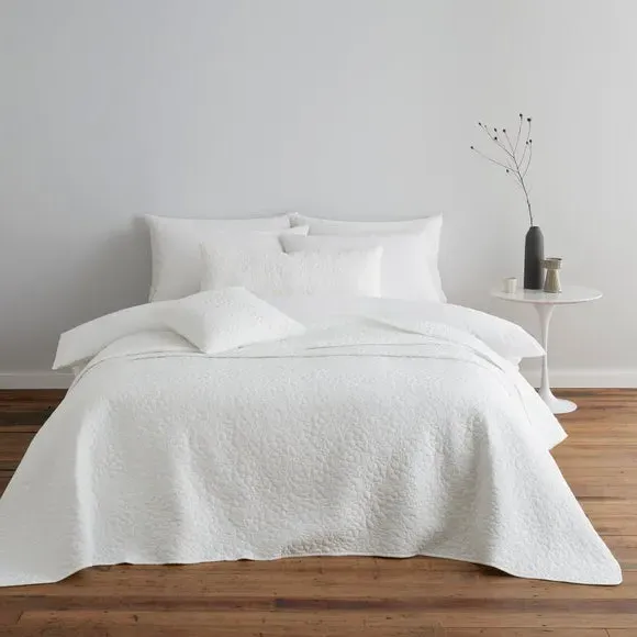 Large Boudoir Quilted Cushion - White, Polyester image