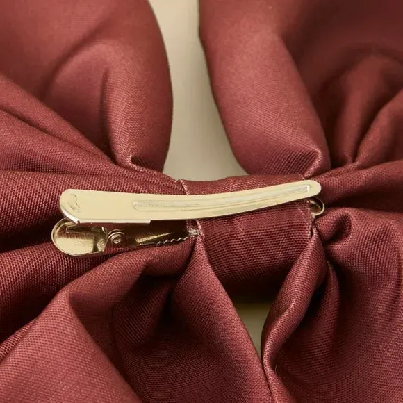 Large Bow Decoration with Clip - Red, Polyester