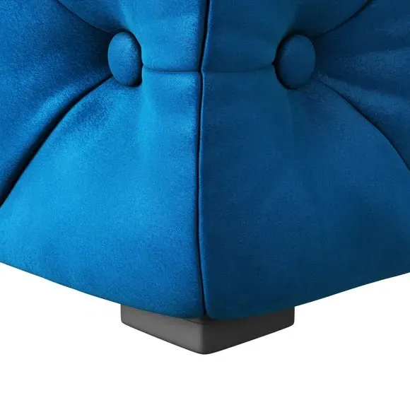 Large Buttoned Footstool - Navy, Velvet