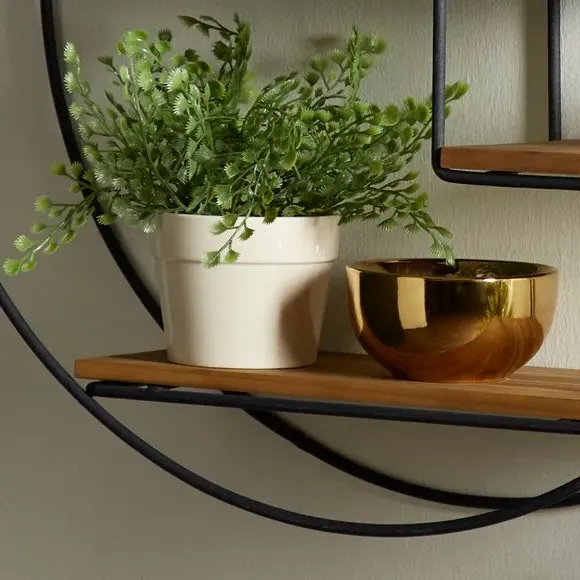 Large Circle Shelf with 3 Tiers - Dark Brown, Wood