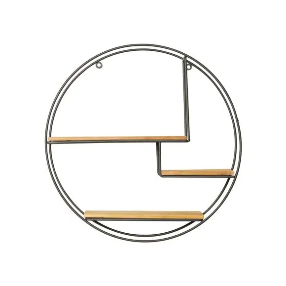 Large Circle Shelf with 3 Tiers - Dark Brown, Wood
