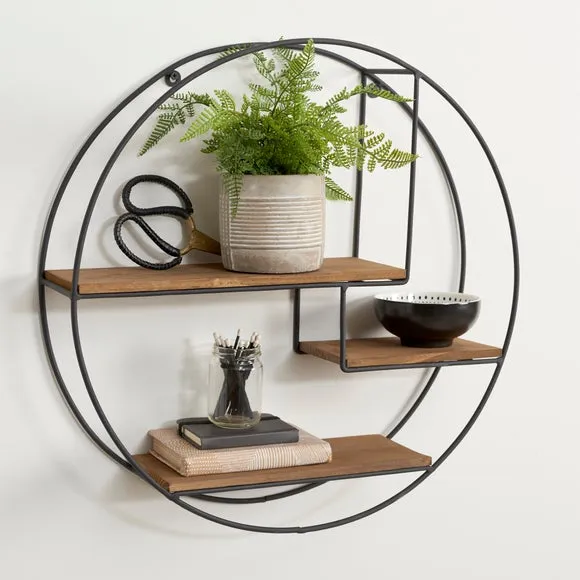 Large Circle Shelf with 3 Tiers - Dark Brown, Wood image