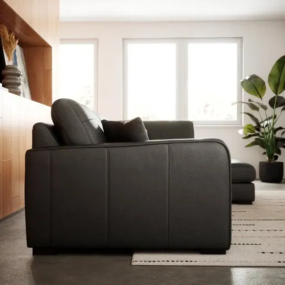 Large Corner Chaise Sofa - Black, Leather