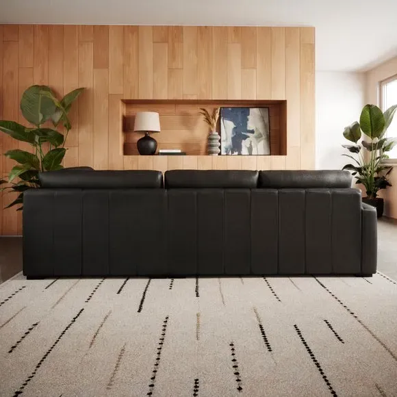 Large Corner Chaise Sofa - Black, Leather