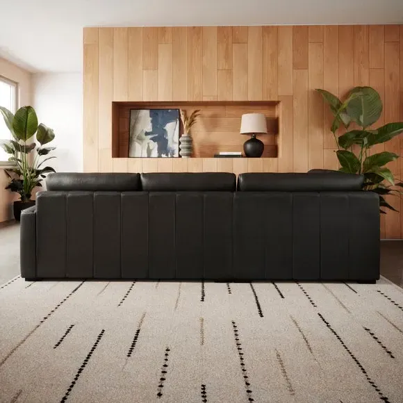 Large Corner Chaise Sofa - Black, Leather