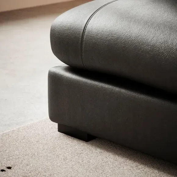 Large Corner Chaise Sofa - Black, Leather