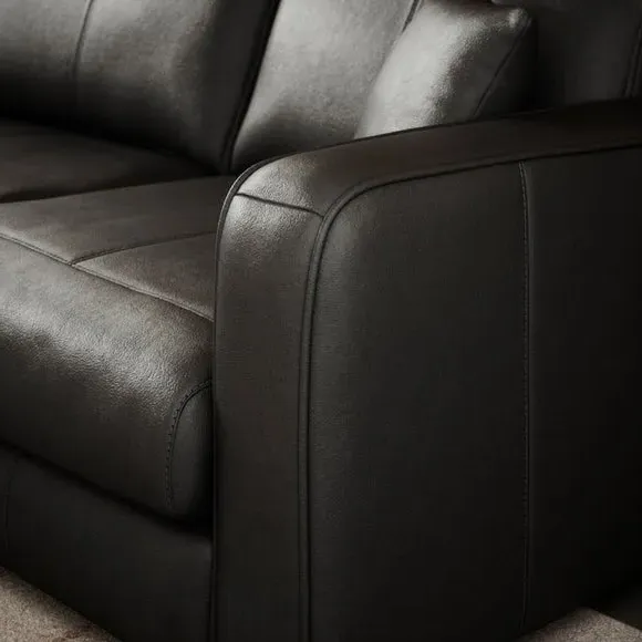 Large Corner Chaise Sofa - Black, Leather